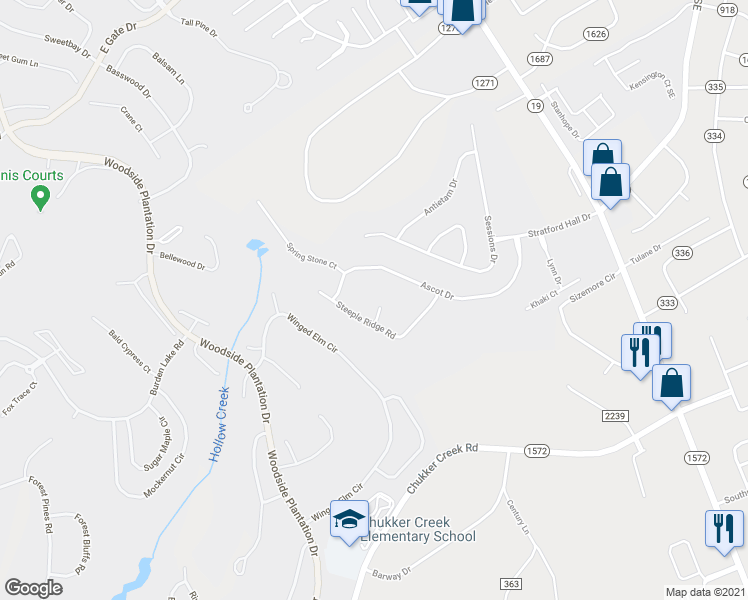 map of restaurants, bars, coffee shops, grocery stores, and more near 40 Cetch Court in Aiken