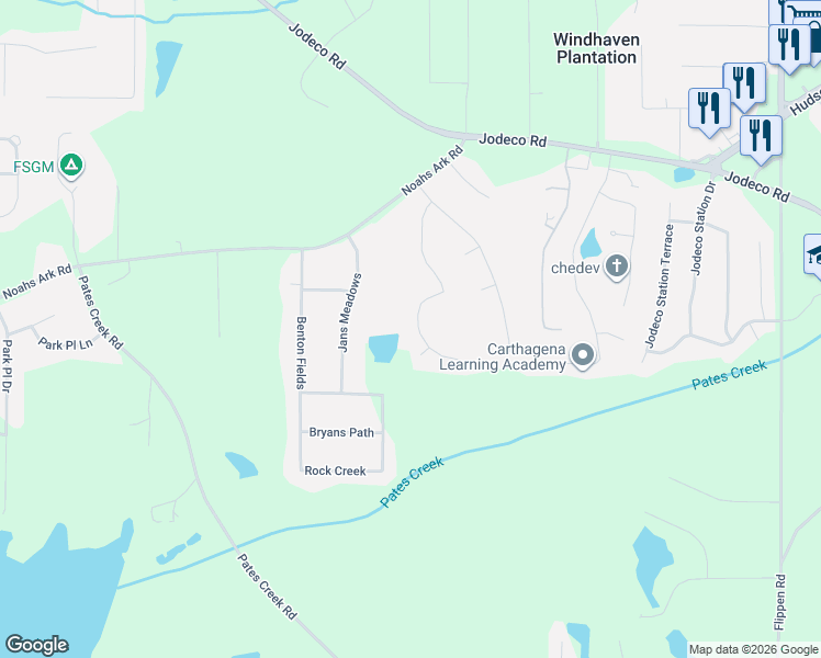 map of restaurants, bars, coffee shops, grocery stores, and more near 60 Ridge Pointe in Stockbridge