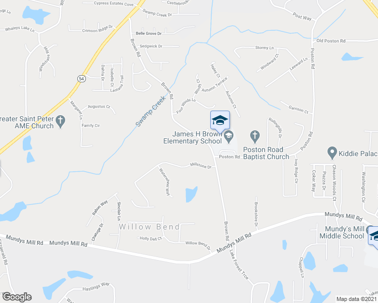 map of restaurants, bars, coffee shops, grocery stores, and more near 9589 Brown Road in Jonesboro