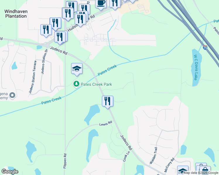 map of restaurants, bars, coffee shops, grocery stores, and more near 117 Acadian Drive in Stockbridge