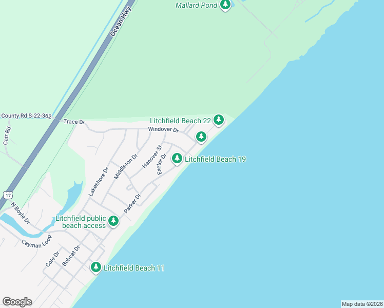 map of restaurants, bars, coffee shops, grocery stores, and more near 1068 Parker Drive in Pawleys Island