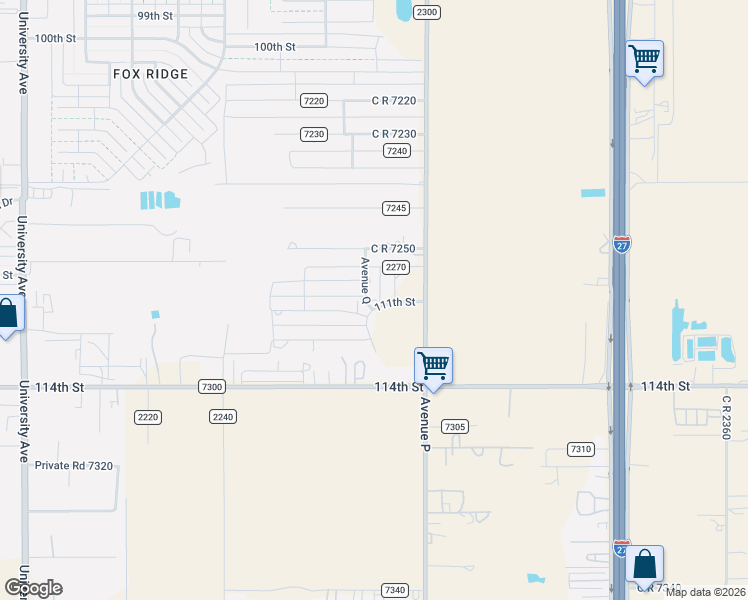 map of restaurants, bars, coffee shops, grocery stores, and more near 1701 110th Street in Lubbock