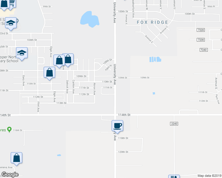 map of restaurants, bars, coffee shops, grocery stores, and more near 2506 112th Street in Lubbock