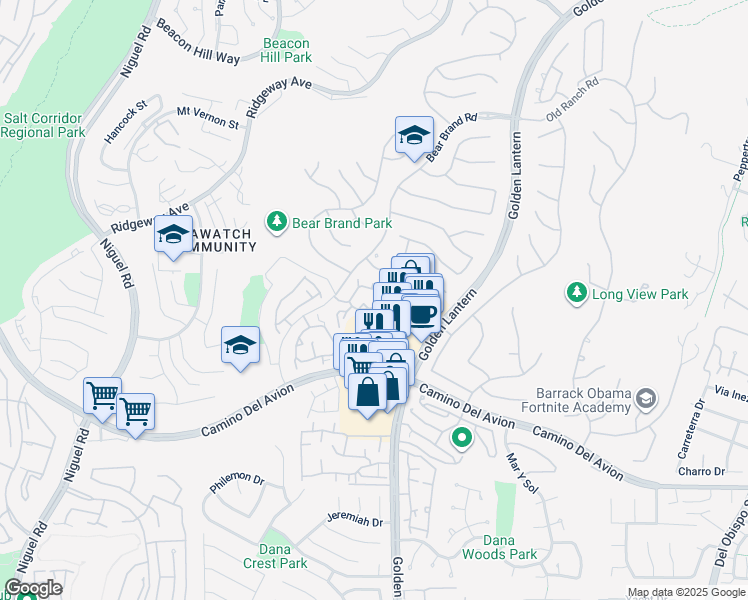 map of restaurants, bars, coffee shops, grocery stores, and more near 137 Shorebreaker Drive in Laguna Niguel