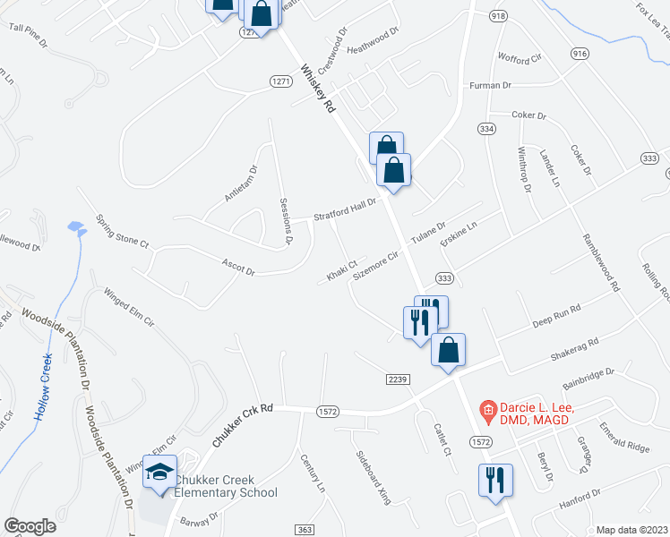 map of restaurants, bars, coffee shops, grocery stores, and more near 218 Khaki Court in Aiken