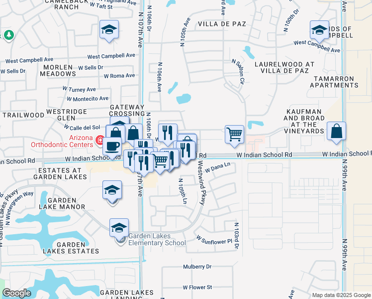 map of restaurants, bars, coffee shops, grocery stores, and more near in Avondale