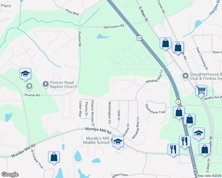 map of restaurants, bars, coffee shops, grocery stores, and more near 9585 Briar Creek Court in Jonesboro