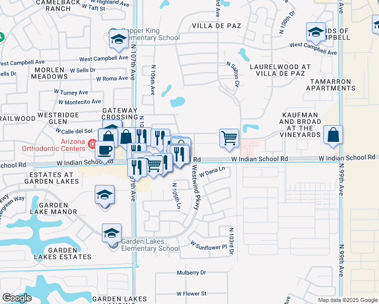 map of restaurants, bars, coffee shops, grocery stores, and more near in Avondale
