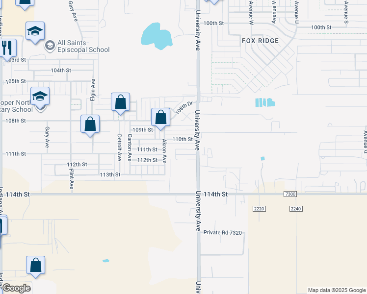 map of restaurants, bars, coffee shops, grocery stores, and more near 2506 112th Street in Lubbock