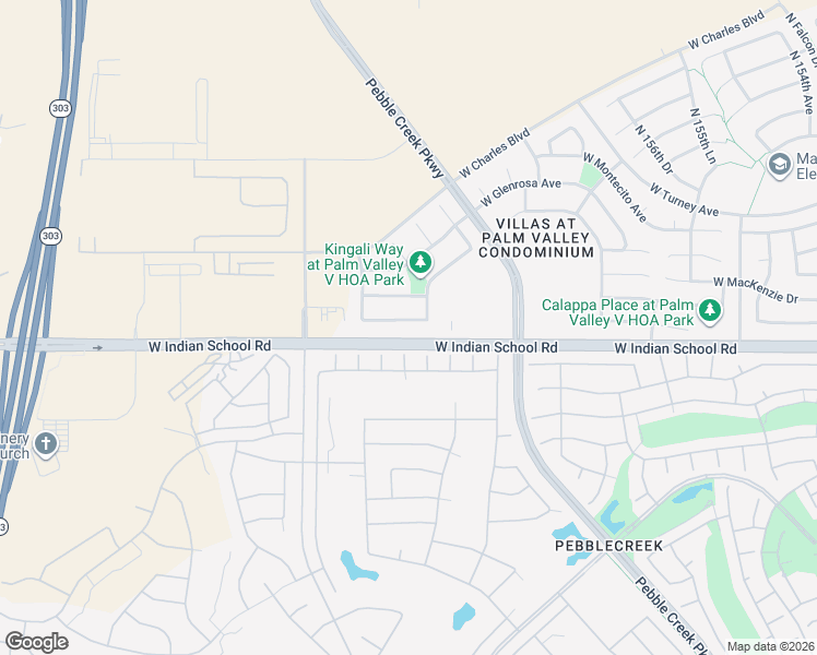 map of restaurants, bars, coffee shops, grocery stores, and more near 16129 West Monterosa Street in Goodyear
