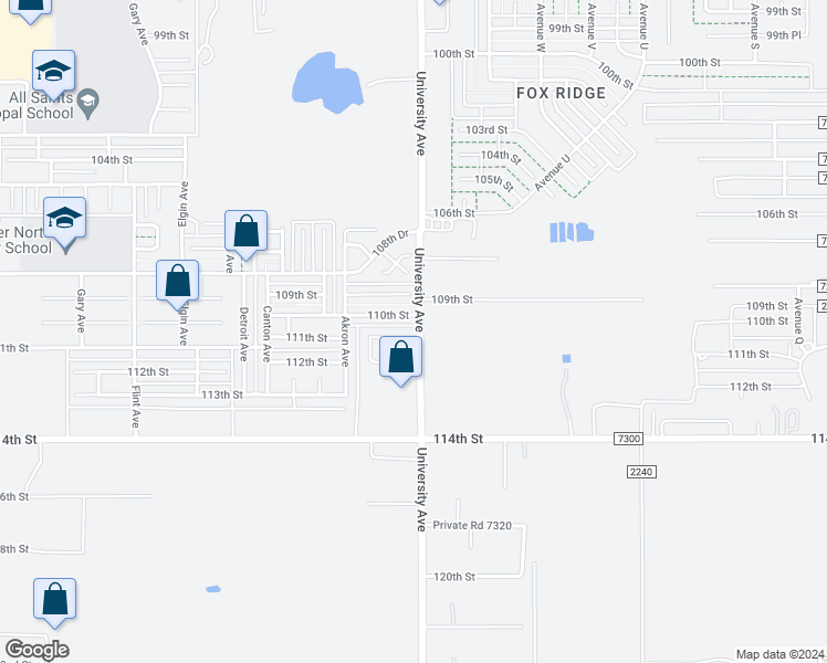 map of restaurants, bars, coffee shops, grocery stores, and more near 2502 111th Street in Lubbock