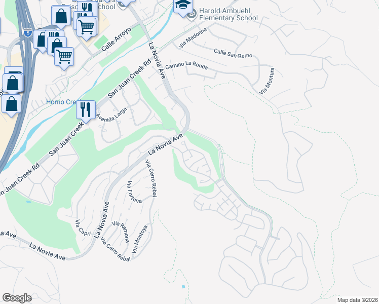 map of restaurants, bars, coffee shops, grocery stores, and more near 27884 Via De Costa in San Juan Capistrano