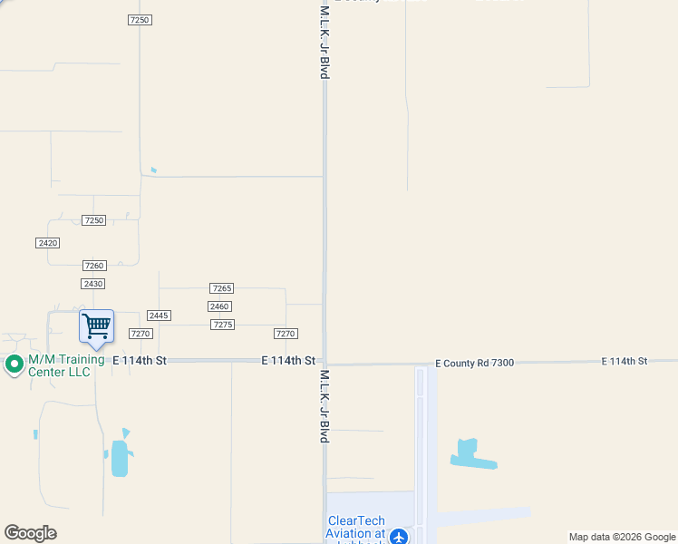 map of restaurants, bars, coffee shops, grocery stores, and more near 11001 County Road 2500 in Lubbock