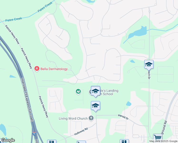 map of restaurants, bars, coffee shops, grocery stores, and more near 111 Congressional Court in McDonough
