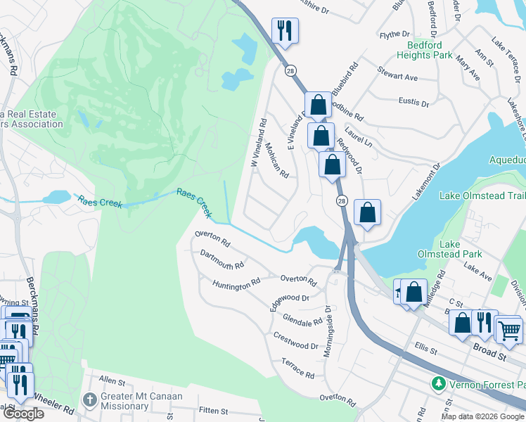 map of restaurants, bars, coffee shops, grocery stores, and more near 2409 Hiawassee Road in Augusta