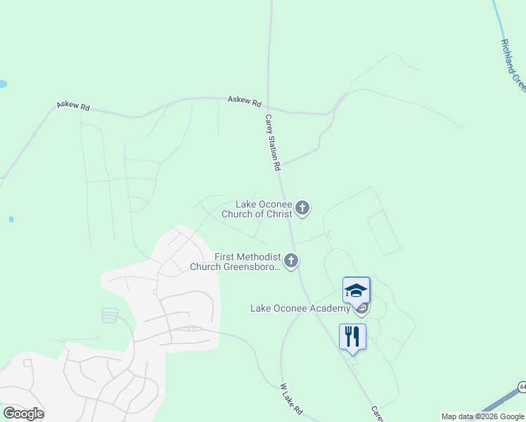 map of restaurants, bars, coffee shops, grocery stores, and more near 4631 Carey Station Road in Greensboro