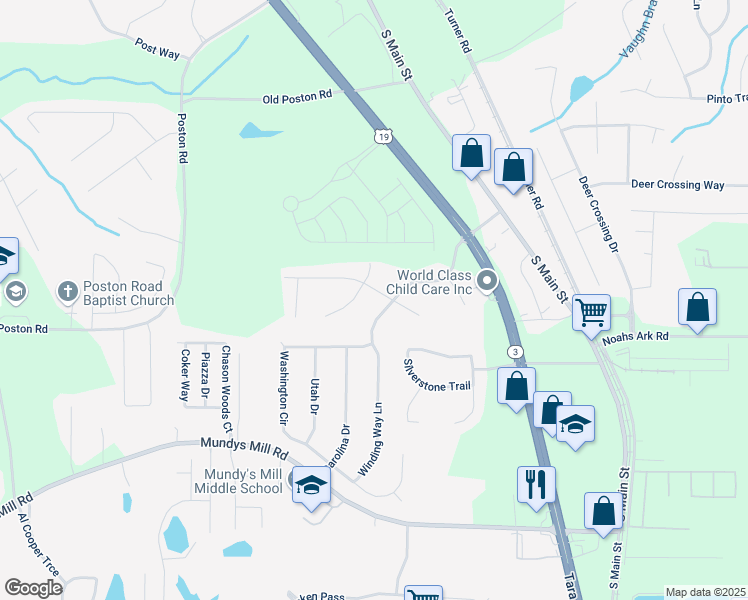 map of restaurants, bars, coffee shops, grocery stores, and more near 1333 Briar Ridge Lane in Jonesboro