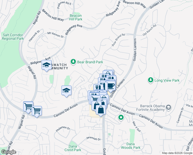 map of restaurants, bars, coffee shops, grocery stores, and more near 6 Dorchester Green in Laguna Niguel