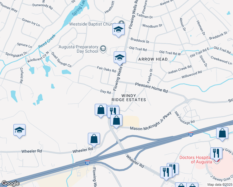 map of restaurants, bars, coffee shops, grocery stores, and more near 310 Flowing Wells Road in Martinez