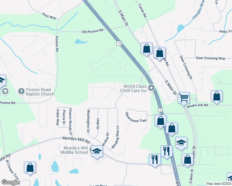 map of restaurants, bars, coffee shops, grocery stores, and more near 1333 Briar Ridge Lane in Jonesboro