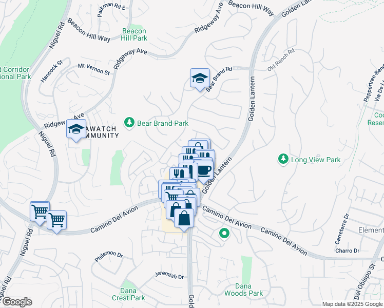 map of restaurants, bars, coffee shops, grocery stores, and more near 4 Saint Paul in Laguna Niguel
