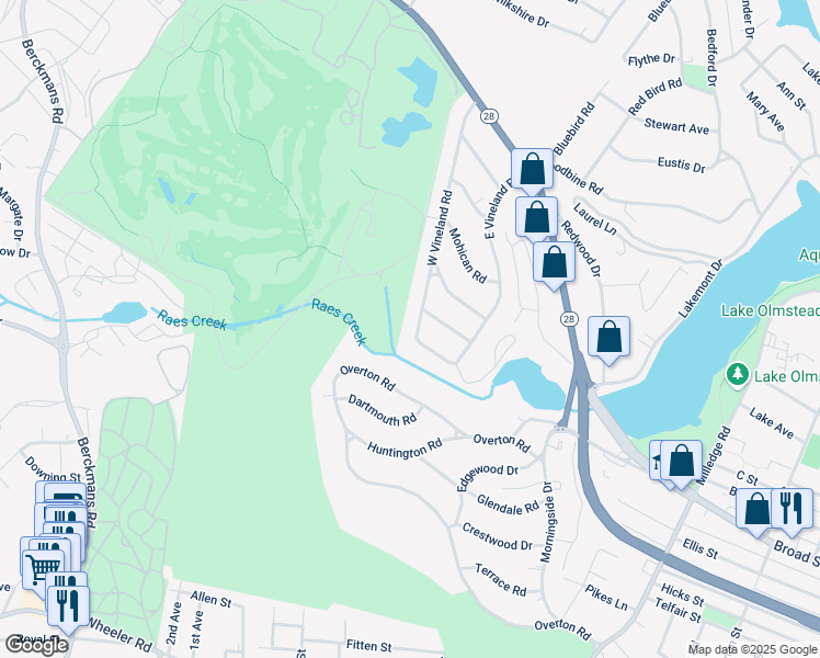 map of restaurants, bars, coffee shops, grocery stores, and more near 273 West Vineland Road in Augusta