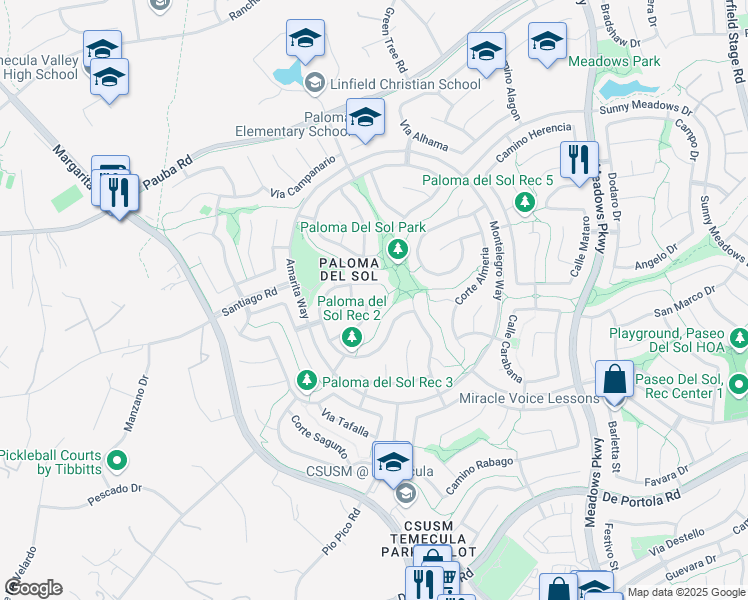 map of restaurants, bars, coffee shops, grocery stores, and more near 31912 Corte Priego in Temecula