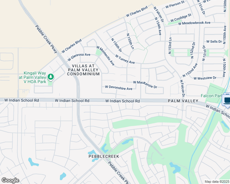 map of restaurants, bars, coffee shops, grocery stores, and more near 15671 West Devonshire Avenue in Goodyear