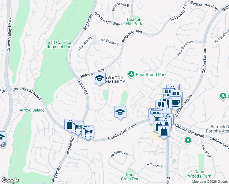 map of restaurants, bars, coffee shops, grocery stores, and more near 4 High Bluff in Laguna Niguel