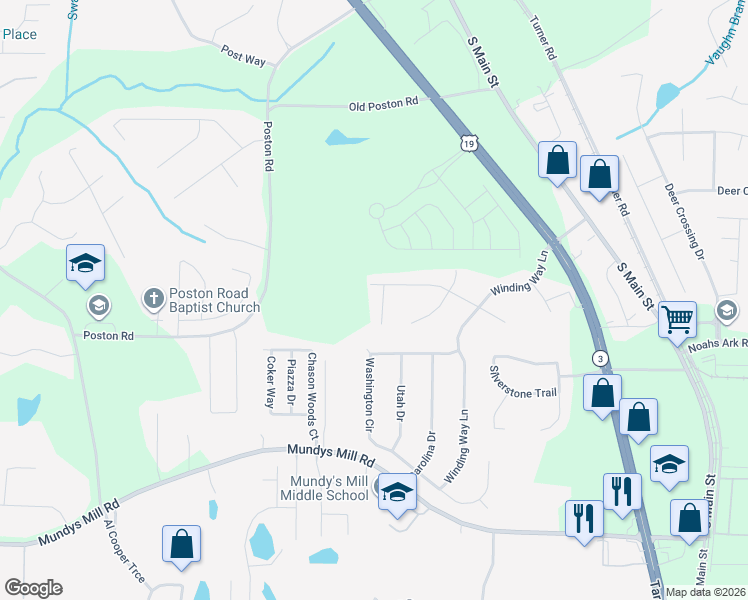 map of restaurants, bars, coffee shops, grocery stores, and more near 9539 Briar Creek Court in Jonesboro