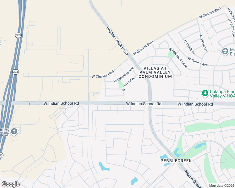 map of restaurants, bars, coffee shops, grocery stores, and more near 16135 West Devonshire Avenue in Goodyear