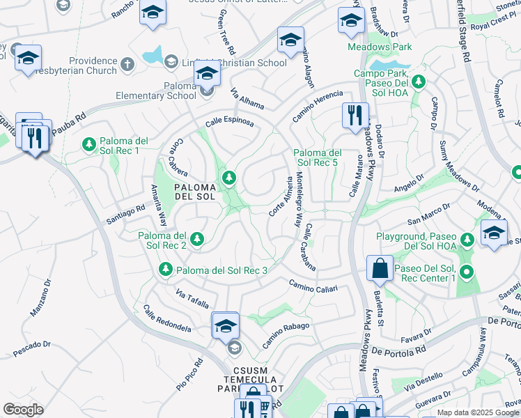 map of restaurants, bars, coffee shops, grocery stores, and more near 32000 Corte Cardin in Temecula