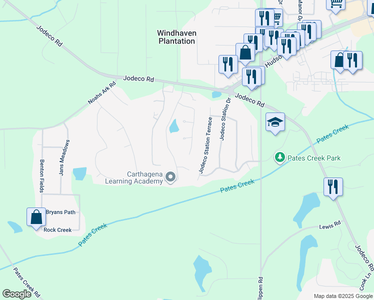 map of restaurants, bars, coffee shops, grocery stores, and more near 384 Victoria Lane in Stockbridge