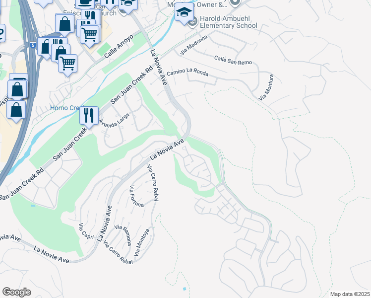 map of restaurants, bars, coffee shops, grocery stores, and more near 27811 Paseo Del Sol in San Juan Capistrano