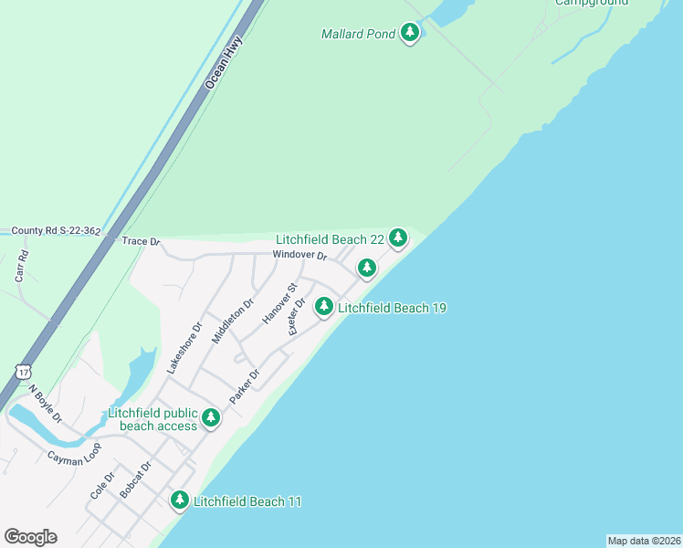 map of restaurants, bars, coffee shops, grocery stores, and more near 312 Windover Drive in Pawleys Island