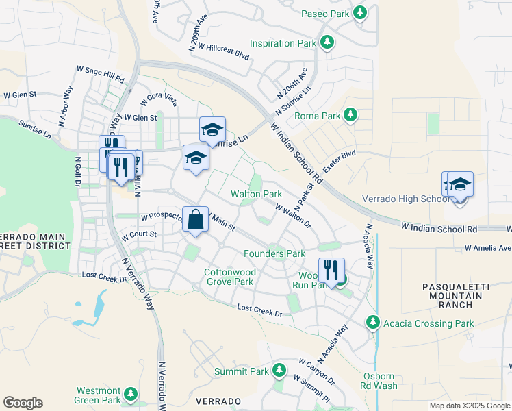 map of restaurants, bars, coffee shops, grocery stores, and more near 4179 North Sentinel Drive in Buckeye