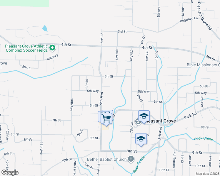 map of restaurants, bars, coffee shops, grocery stores, and more near 821 5th Place in Pleasant Grove