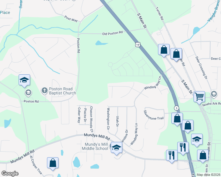 map of restaurants, bars, coffee shops, grocery stores, and more near 9539 Briar Creek Court in Jonesboro