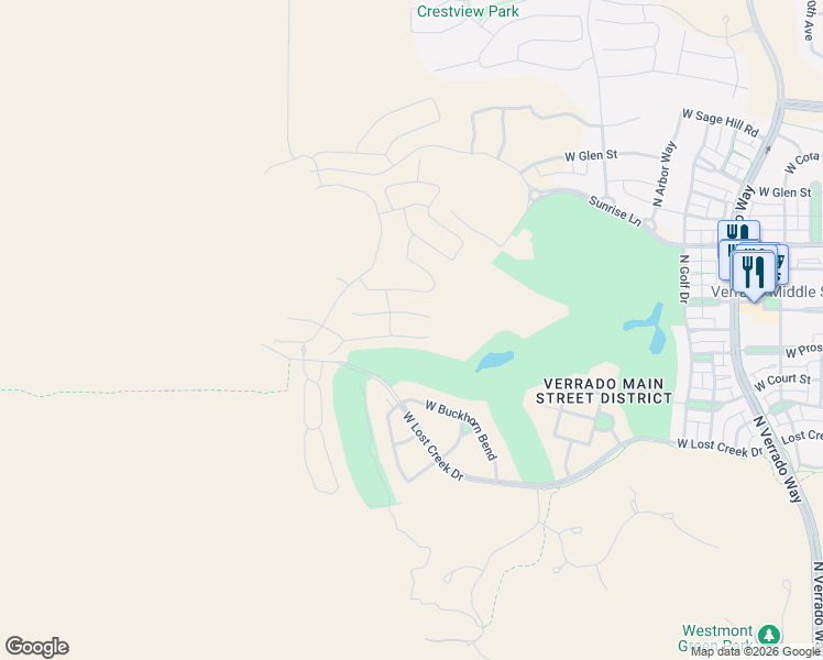 map of restaurants, bars, coffee shops, grocery stores, and more near 21676 West Buckhorn Bend in Buckeye