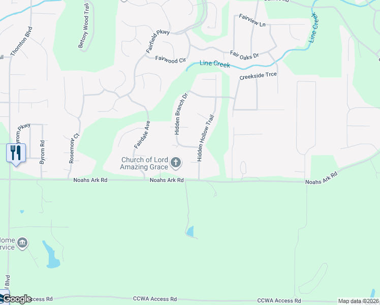 map of restaurants, bars, coffee shops, grocery stores, and more near 9511 Hidden Branch Drive in Jonesboro