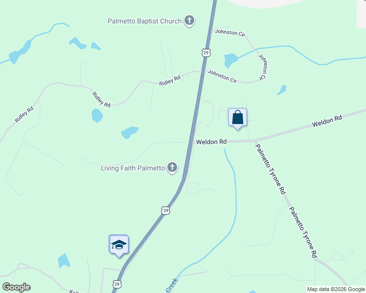 map of restaurants, bars, coffee shops, grocery stores, and more near 40 Meadow Chase Way in Palmetto