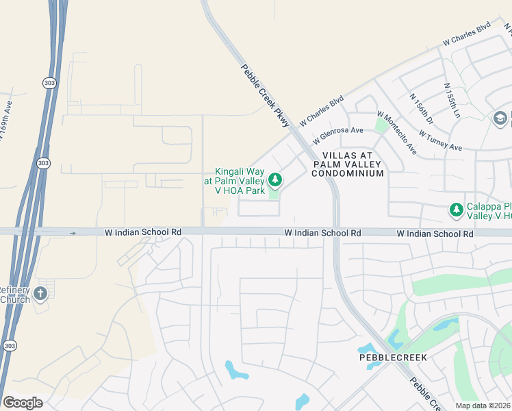 map of restaurants, bars, coffee shops, grocery stores, and more near 16135 West Devonshire Avenue in Goodyear