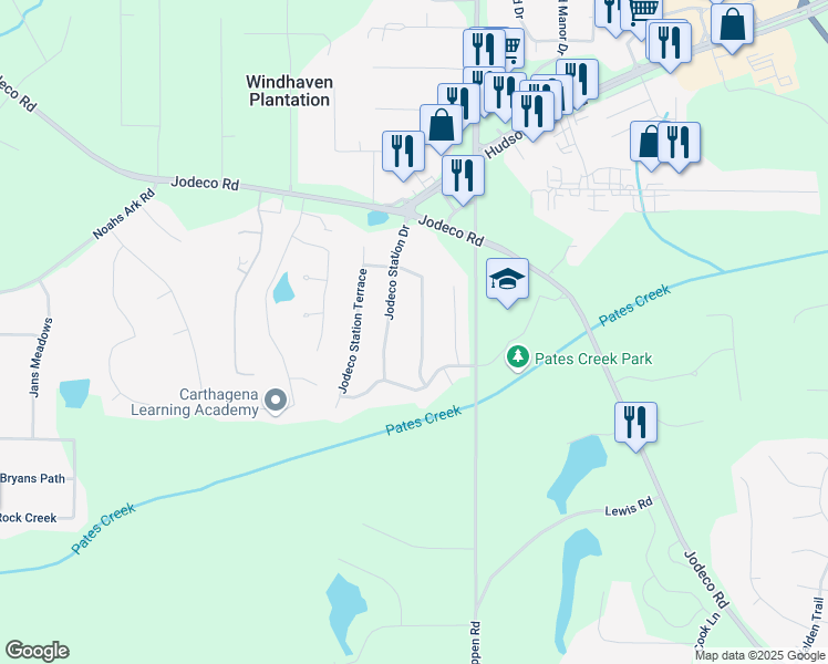 map of restaurants, bars, coffee shops, grocery stores, and more near 341 Jodeco Station Circle East in Stockbridge