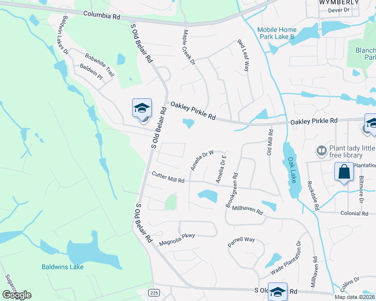 map of restaurants, bars, coffee shops, grocery stores, and more near 4700 Perry Mill Circle in Grovetown