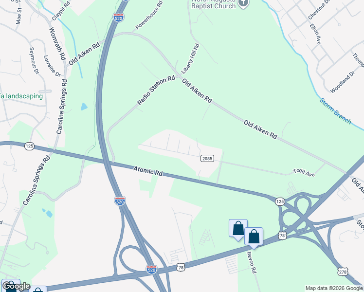 map of restaurants, bars, coffee shops, grocery stores, and more near 10 Arcadia Court in North Augusta