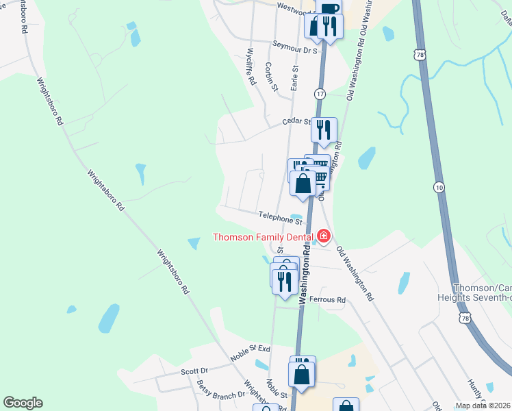 map of restaurants, bars, coffee shops, grocery stores, and more near 813 Leslie Street in Thomson