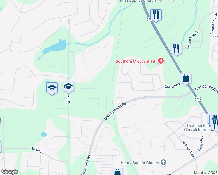 map of restaurants, bars, coffee shops, grocery stores, and more near 188 Weldon Road in McDonough