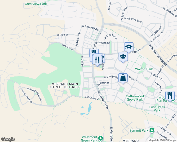 map of restaurants, bars, coffee shops, grocery stores, and more near 21166 West Green Street in Buckeye