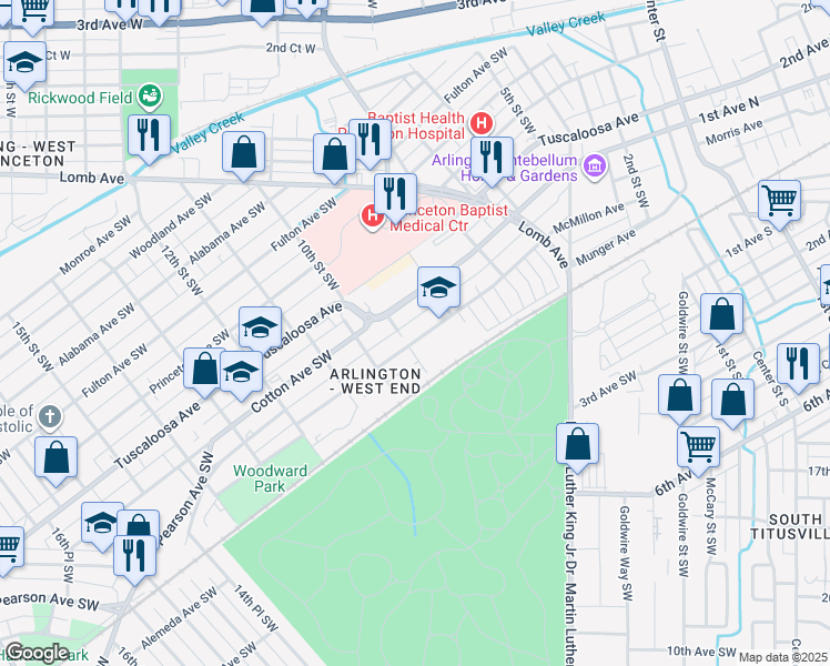 map of restaurants, bars, coffee shops, grocery stores, and more near 836 McMillon Avenue in Birmingham