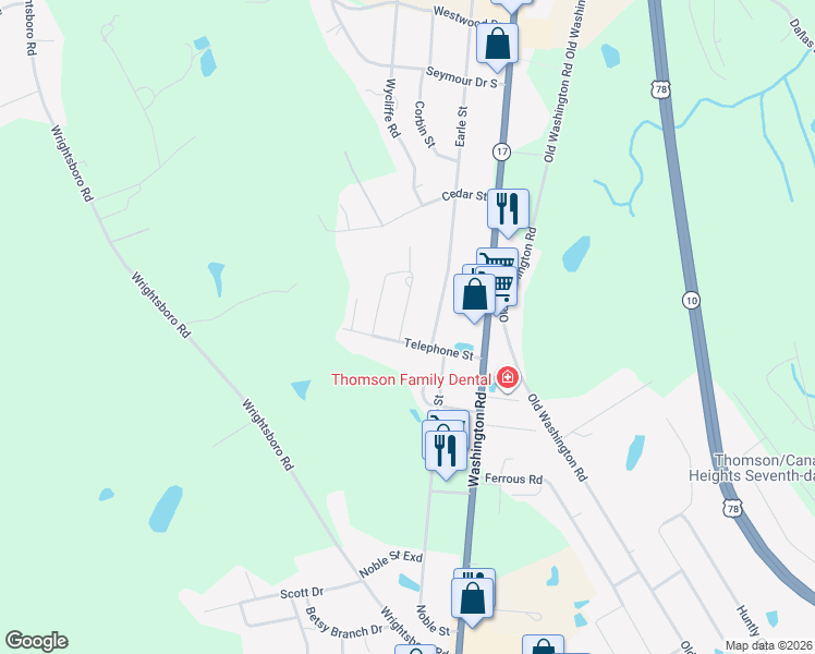 map of restaurants, bars, coffee shops, grocery stores, and more near 813 Leslie Street in Thomson